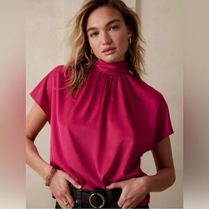 NWT Banana Republic Factory TIE-BACK BLOUSE Color Rose Pink
